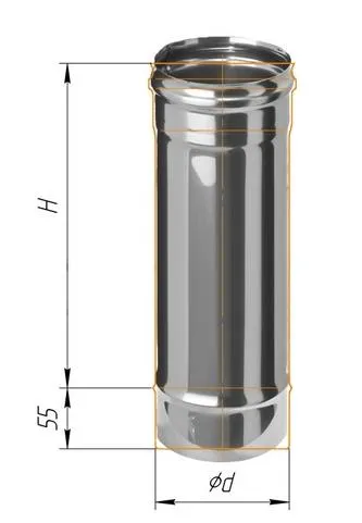 дымоход феррум нержавеющий (430/0,8 мм) ф250 l=0,5м черный ral9005